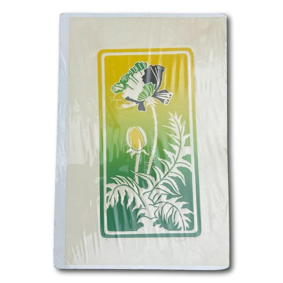 Vintage Other - Original Abstract Poppyseed Flower Lithograph Art